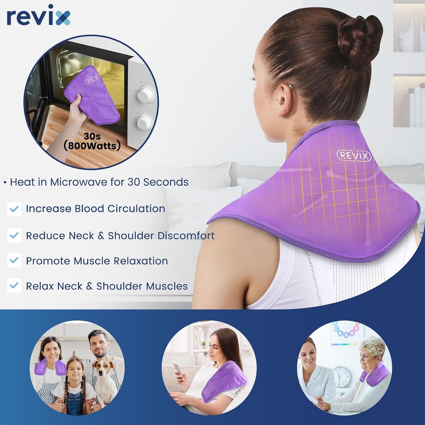 REVIX Neck Ice Pack Wrap – Reusable Hot Cold Gel Pack for Neck and Shoulder, Large Flexible Design with Soft Plush Lining, Cervical Gel Ice Wrap Ideal for Post-Workout Recovery, Fatigue & Relaxation