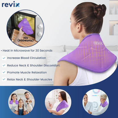 REVIX Neck Ice Pack Wrap – Reusable Hot Cold Gel Pack for Neck and Shoulder, Large Flexible Design with Soft Plush Lining, Cervical Gel Ice Wrap Ideal for Post-Workout Recovery, Fatigue & Relaxation