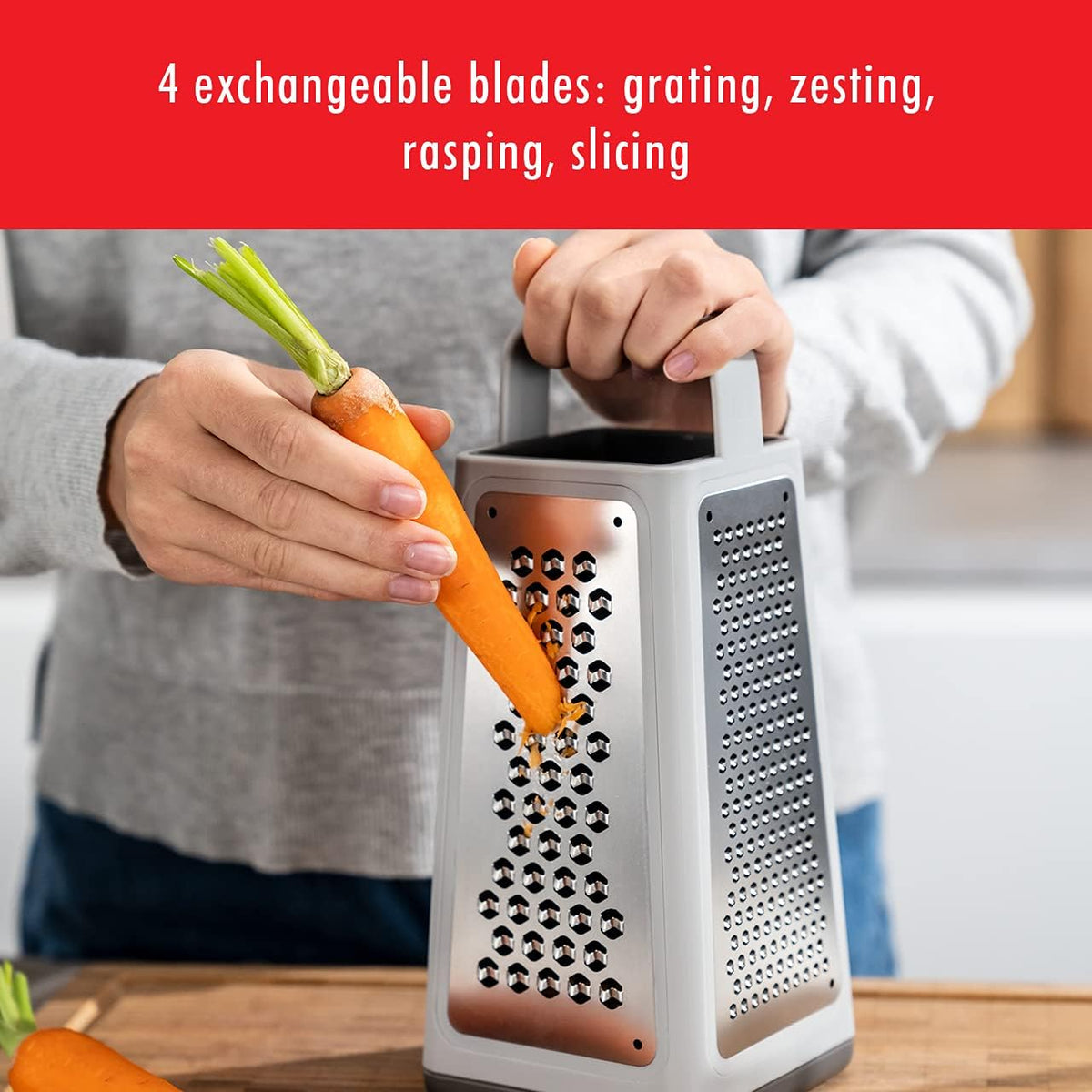 ZWILLING Z-Cut Multifunctional Grater, Mandoline, Faster Grating Technology, Zester, Rasp Grater, Slicer, Finger Guard, Grey