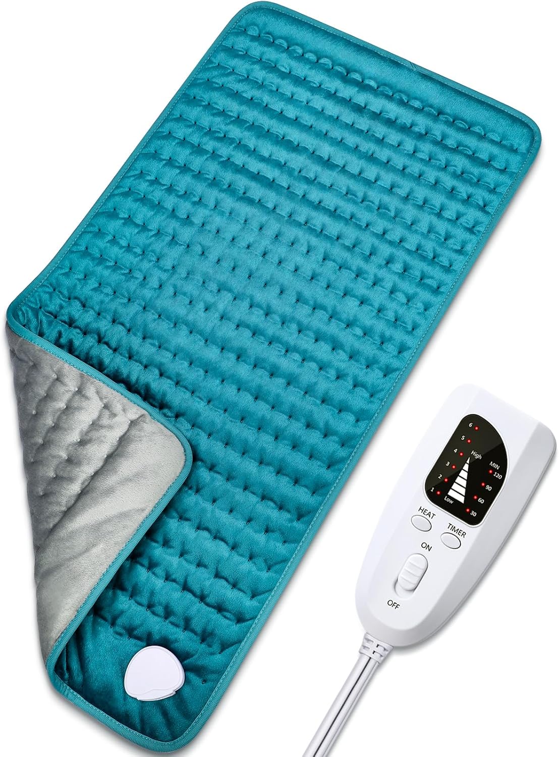 Heating pad for Back/Shoulder/Neck/Abdomen, Heating Pads for Period Cramps with 6 Fast Heating Settings, Auto-Off, Machine Wash, Birthday Gifts for Women Mom Men Dad, Extra Large 12"x24", Blue