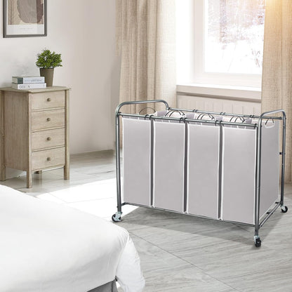 STO STO Laundry Sorter 3 Section, 3 Bag Clothes Hamper, Rolling Laundry Cart Basket with Heavy Duty Lockable Wheels and Removable Bag for Laundry Room, Bedroom, Closet, Black