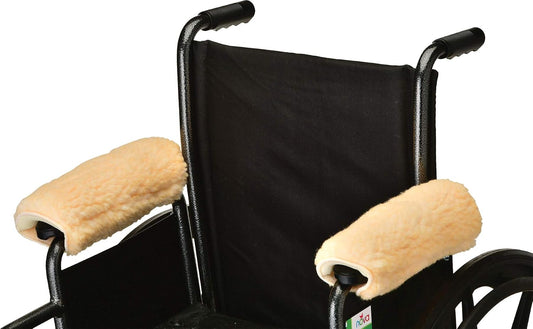NOVA Sheepskin Fleece Armrest Covers for Wheelchairs, Transport Chairs & Arm Chairs, Universal Fit, Washable, One Pair