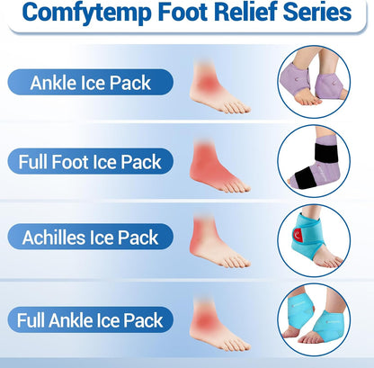 Comfytemp Ankle Foot Ice Pack Wrap for Plantar Fasciitis Relief, FSA Eligible HSA, Ankles Brace for Sprain Pain, Heel Spur, Swelling, Achilles Tendonitis, Hot Cold Gel Ice Pack for Injuries Reusable