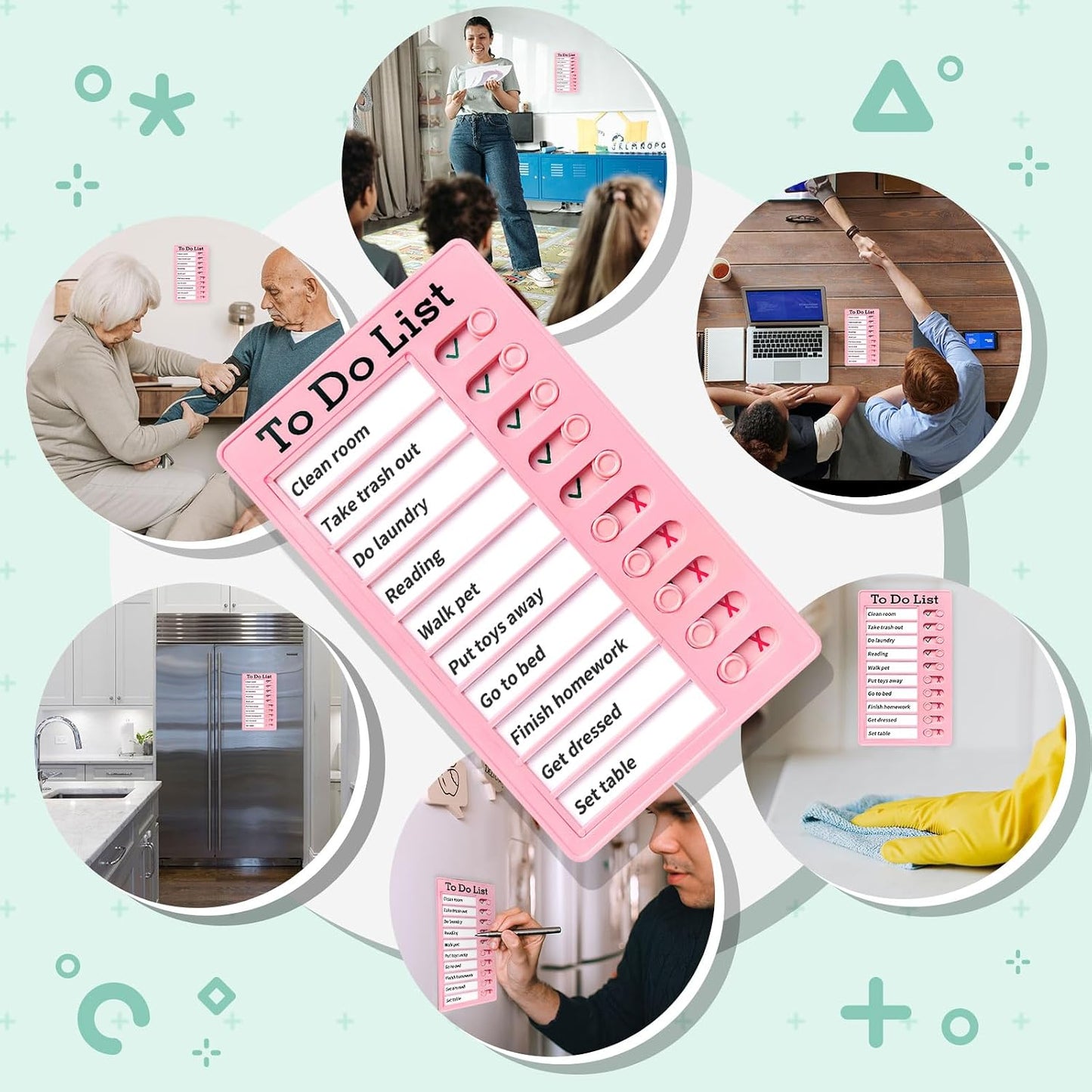 Chore Chart for Kids: Dry Erase Visual Schedule, Magnetic Bedtime/Morning Routine Chart - Toddler Chore Board, Checklist, To Do List for Kids (2 morning checklists, 2 bedtime checklists)