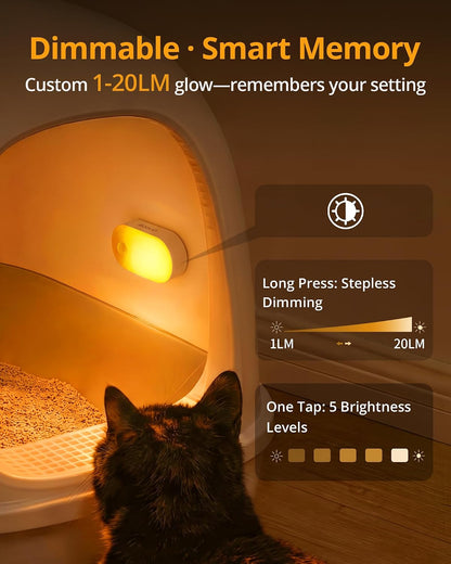 Lyridz Rechargeable Night Light with Motion Sensor, Dimmable Amber Nightlights for Bathroom, Bedroom, Kids Room, Hallway, Stairs, Pet House, 2 Pack
