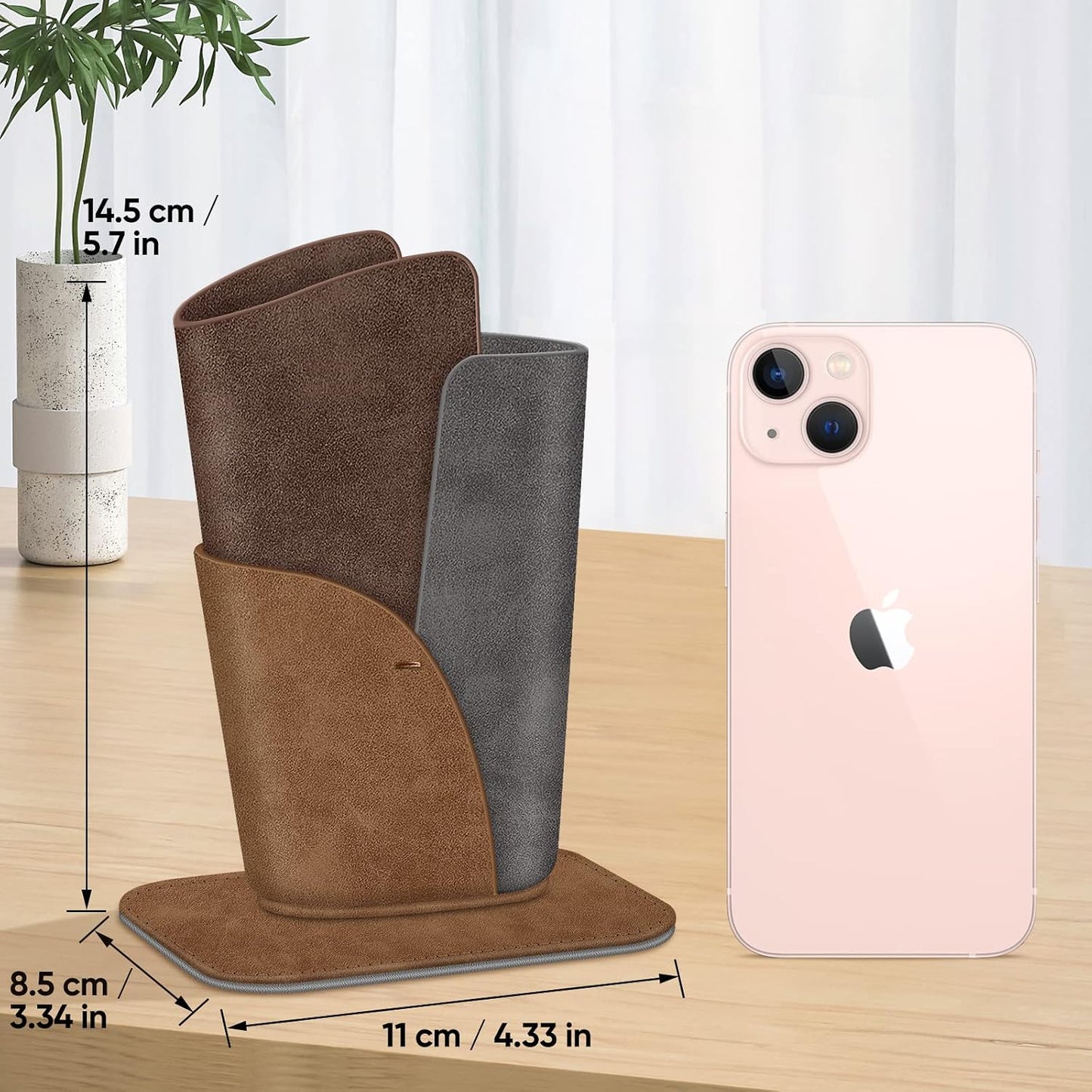 FINTIE Eyeglasses Holder, Vegan Leather Glasses Stand Case For Nightstand | Nightstand Glasses Holder, Desktop Organizer, For Glasses/Remote/Pen Storage, Small Item Storage, Anti-Scratch