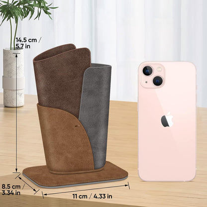 FINTIE Eyeglasses Holder, Vegan Leather Glasses Stand Case For Nightstand | Nightstand Glasses Holder, Desktop Organizer, For Glasses/Remote/Pen Storage, Small Item Storage, Anti-Scratch