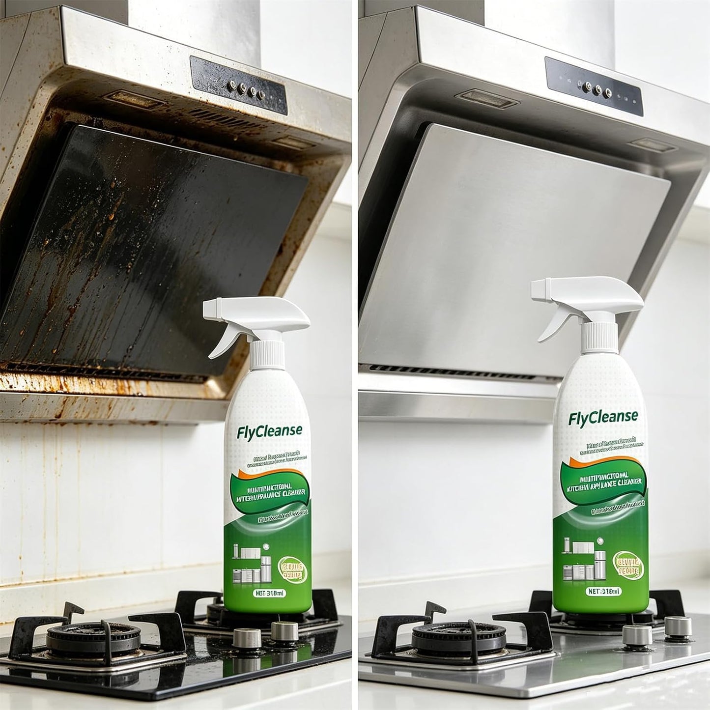 Heavy Duty Oil Stain Remover, Multi-Purpose Kitchen Cleaner For Cooktop, Grease, Stove, Oven, Vent Hood, Grease Remover For Appliances (1PCS, 318ml)