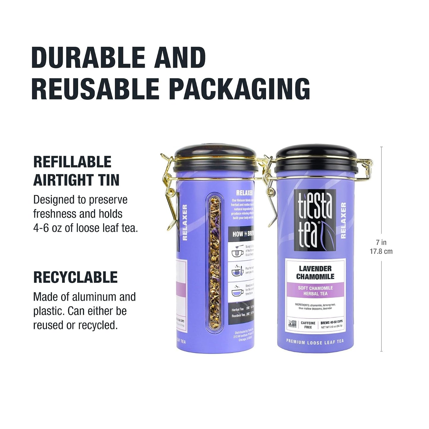 Tiesta Tea - Lavender Chamomile Herbal Tea, Loose Leaf, Calming Blend with Chamomile, Lavender, and Lemongrass, Caffeine-Free Herbal, Great for Hot or Iced, Resealable Pouch, 25 Cups, 0.9 Ounce