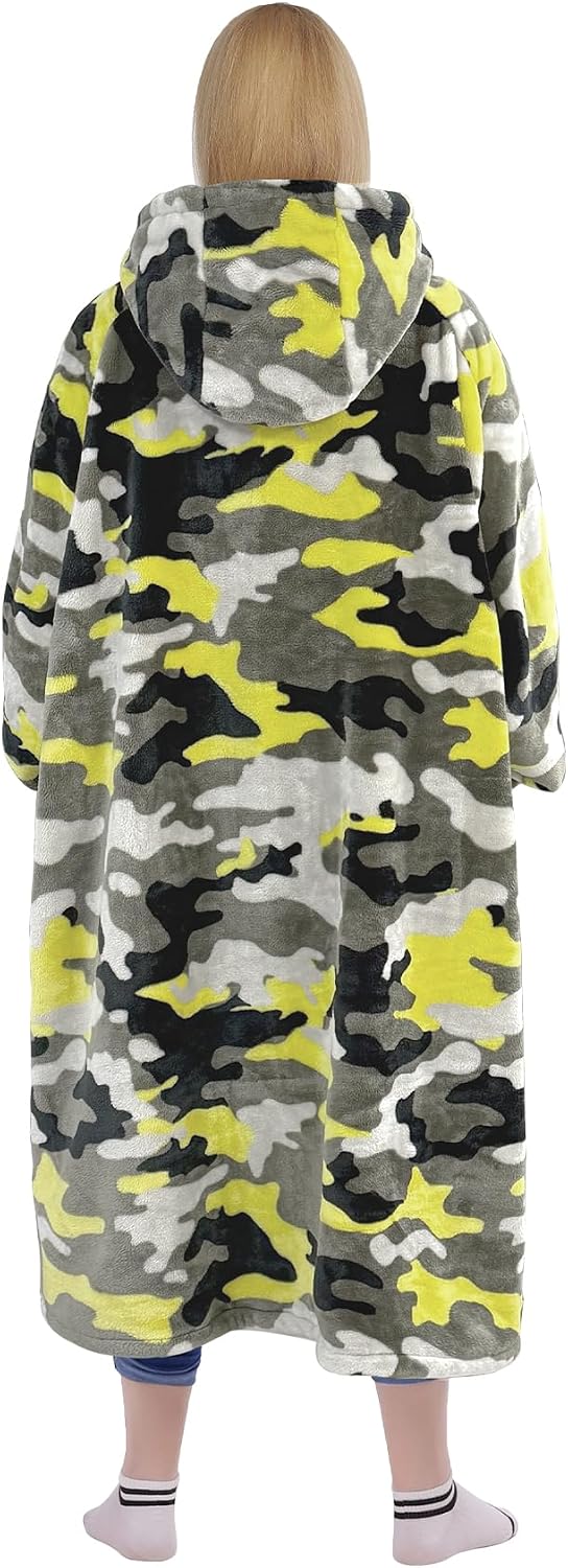 Wearable Blanket Sweatshirt Gifts for Women and Men, Warm and Cozy Giant Blanket Hoodie, Thick Flannel Blanket with Sleeves and Giant Pocket - Dark Gray