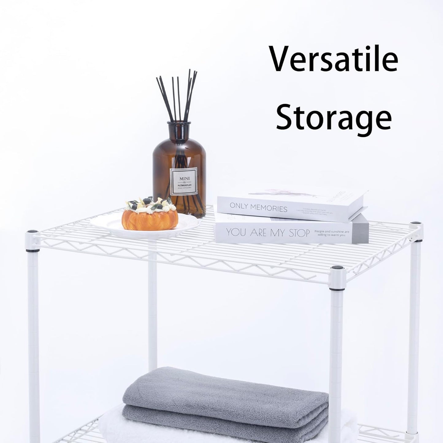 Zvyteay 4 Tier Mini Fridge Shelf Adjustable Height Storage Shelf Metal Storage Rack Mini Fridge and Microwave Stand for Dorm, Kitchen, Office, White