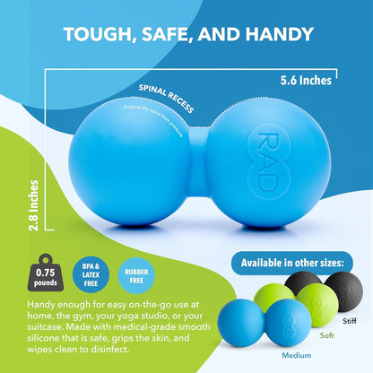 RAD Roller Stiff Peanut Massage Ball - High Density Peanut Massager - Myofascial Release for Back, Feet, Neck, Psoas - Suboccipital Release Device, Thoracic Spine Roller Balls