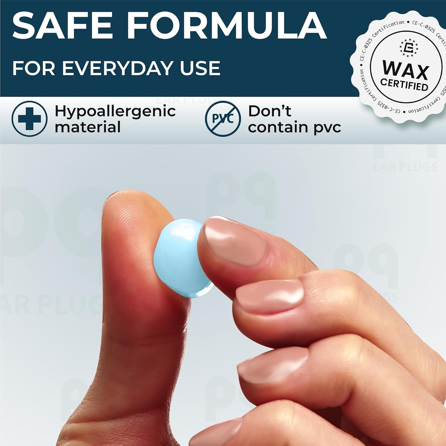 PQ Wax Ear Plugs for Sleep - 6 Silicone Wax Earplugs for Sleeping and Swimming - Gel Ear Plugs for Noise Cancelling, Ear Protection - Sleeping Earplugs with Sound Blocking 32 Db (6-Pillows). Beige
