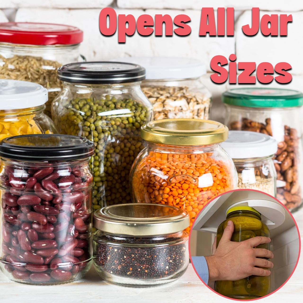 Under Cabinet Jar Openers for Weak Hands, Jar Opener for Seniors, Arthritis One Handed Gadget & Bottle Opener, Essential Kitchen Gadgets for Home Assistance Heavy-Duty Grip Tool for All Jar Sizes