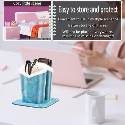 bvya Double Eyeglasses Holder Plush Lined Stand Glasses Protective Holder