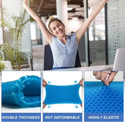 Gel Seat Cushion for Long Sitting - 16.5" x 14.5" x 2.4" (Extra Thick＆Soft)