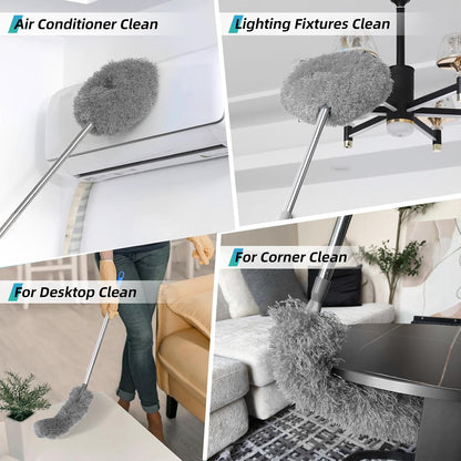 DRQ Ceiling Fan Cleaner Duster with 13-48 in Extension Pole, Blue | Detachable, Washable Microfiber Brush Head Is Reusable for Ceiling Fan Blades, Walls, Bookshelves, Door Tops and Window Tops