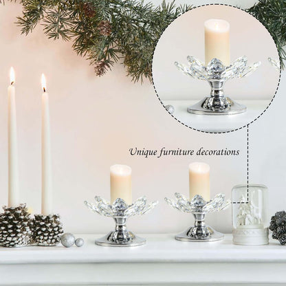 1 PC Gold Crystal Flower Tea Light Holder, Glass Tealight Candlestick with Metal Base, Votive Candle for Table Centerpiece, Wedding/Parties Decor, Nice Gift