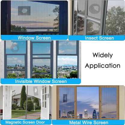 Window Screen Repair Tape, Qtopun Black Strong Adhesive Fiberglass Pet Mesh Window Screen Patch, Waterproof Screen Door Repair Kit for Tears Holes, Easy No-Tool Fix for Indoor Outdoor Mesh, 2 x 197 IN