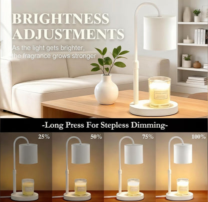 Dreamholder Electric Candle Warmer Lamp with Timer, Dimmable Candle Lamp with Adjustable Height, Wax Melter for Jar Candles Wood Base Floral Home Decor Gifts for Women Mom, Silver Glass