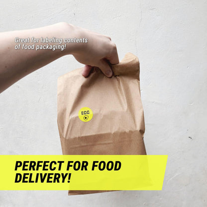 Ham & Cheese Stickers - 1 Inch Round Circle Food Labels in Bright Yellow for Restaurant Deli Food Truck Supermarket Grocery Store Stickers Food Menu Meal Choice Sticker Package Label - 300 Labels/Pack