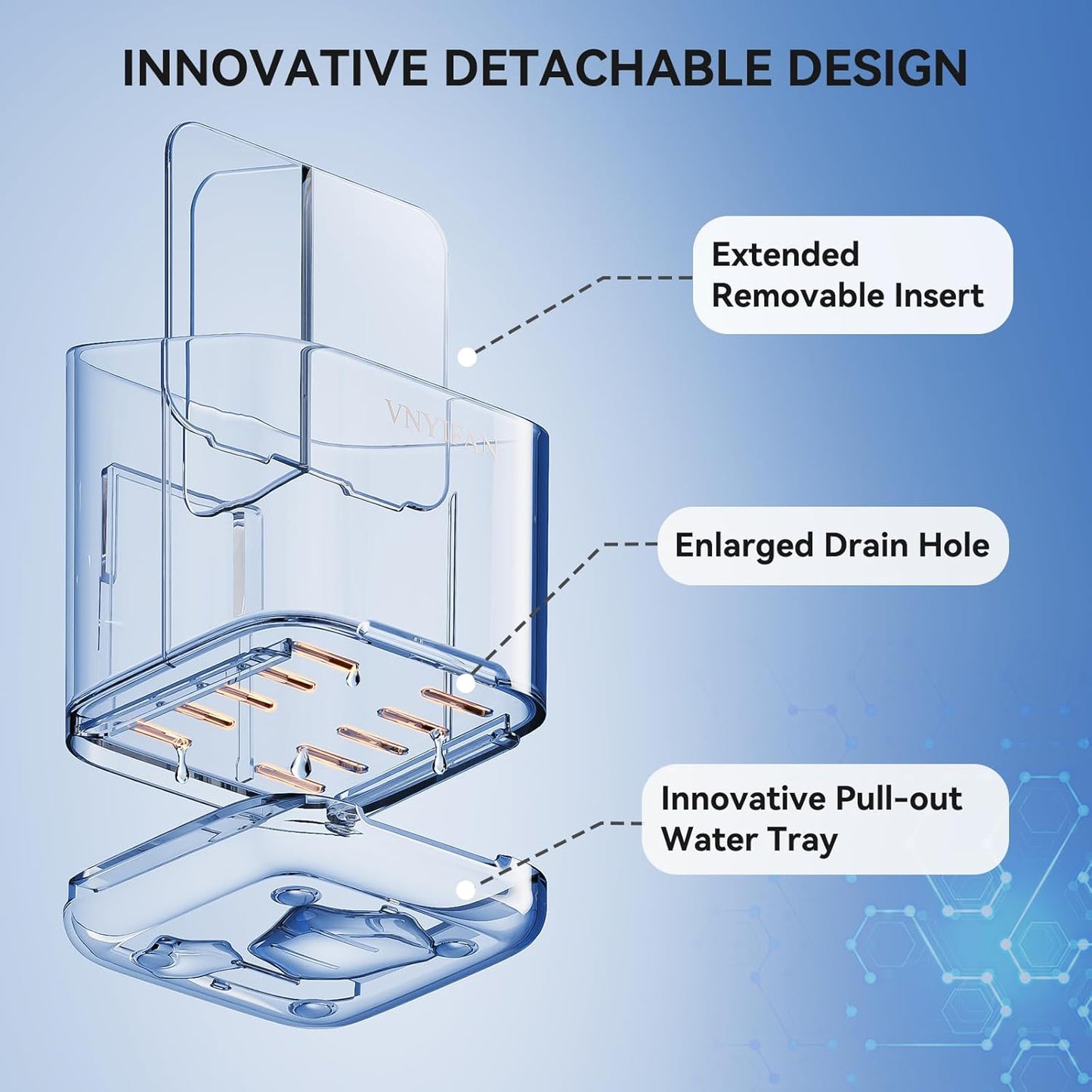 3 Slots Detachable Toothbrush Holders Wall Mounted for Bathrooms | Electric Toothbrush Holder with Drip Tray, Tooth Brush and Toothpaste Holder Organizer for Bathroom Countertop Organizer