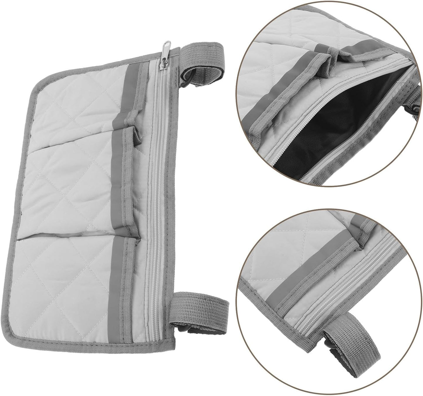 Amosfun Bed Rail Storage Pouch with Zipper Pocket and Integrated Cup Holder, Pongee Material Organizer for Wheelchairs and Mobility Devices, Easy Clean Bedside Rail Caddy for Hospitals
