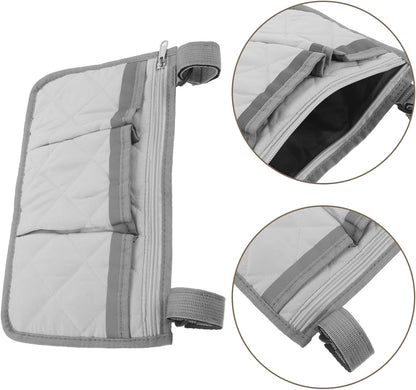 Amosfun Bed Rail Storage Pouch with Zipper Pocket and Integrated Cup Holder, Pongee Material Organizer for Wheelchairs and Mobility Devices, Easy Clean Bedside Rail Caddy for Hospitals