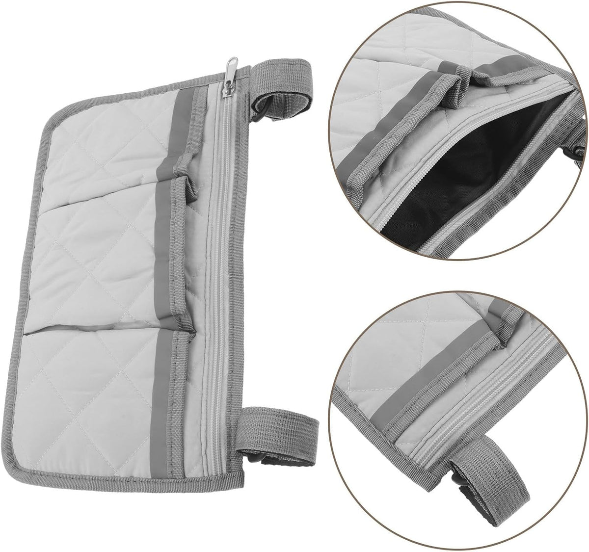 Amosfun Bed Rail Storage Pouch with Zipper Pocket and Integrated Cup Holder, Pongee Material Organizer for Wheelchairs and Mobility Devices, Easy Clean Bedside Rail Caddy for Hospitals