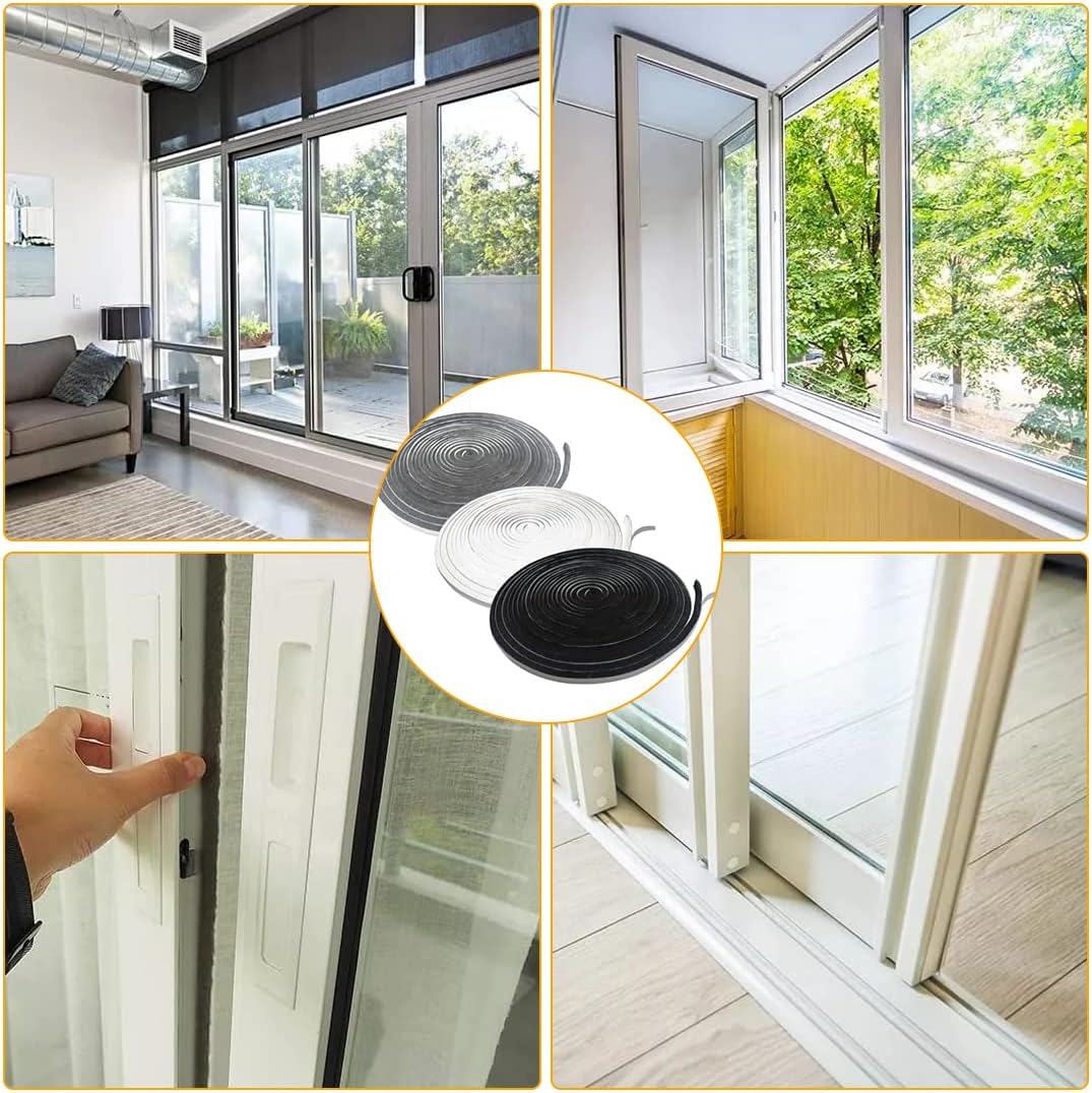 Bruiefpap 39.4FT Weather Stripping for Doors and Windows, Self-Adhesive Soundproofing Door Seal, Door Insulation for Sliding, Exterior, Frames and Front, 0.35'' Wide x 0.35'' Thick, Grey