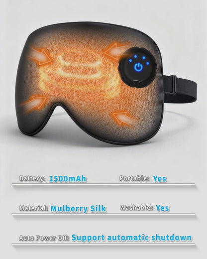 Heated Eye Mask for Dry Eyes, FSA-HSA Eligible, Cordless Rechargeable Warm Compress, 100% Mulberry Silk Removable Cover, 3 Heat Settings 95-131°F, 20-Min Auto-Off, USB-C, Stye & Sleep