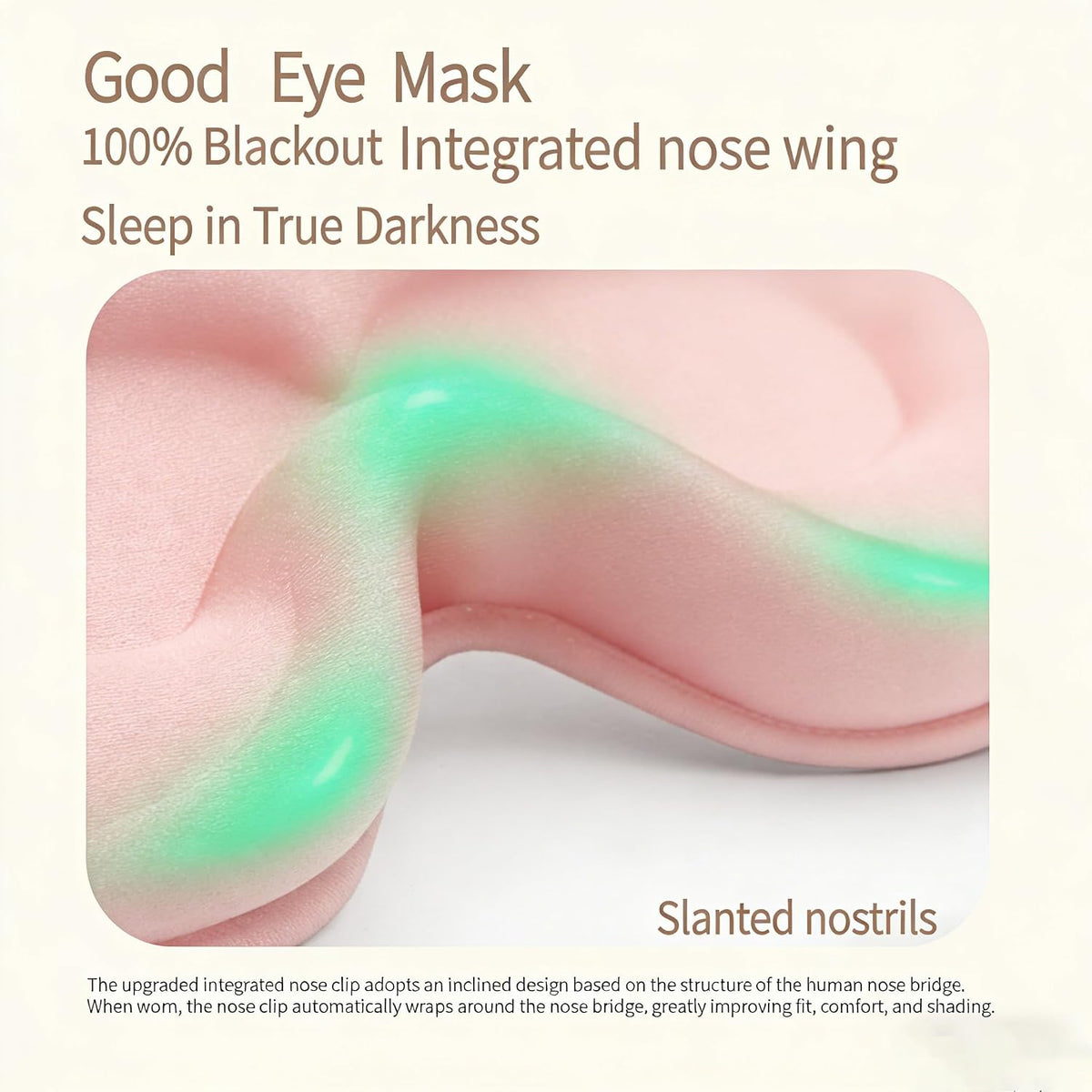 3D Sleep Mask for Side Sleepers, Memory Foam Eye Mask for Sleeping, 100% Blackout, Breathable & Lightweight, Adjustable Strap, No Pressure on Eyes, Soft Travel Sleep Mask for Men & Women Pink