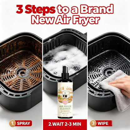2 in 1 Air Fryer Cleaner & Degreaser Spray, Instantly Dissolves Baked-On Grease, Safe Non-Stick Coating No-Scratch Formula For Baskets, Racks & Trays (2)