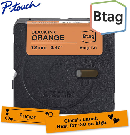 Brother Genuine P-Touch Btag BTAG231 Black on White Label Tape ~1/2in by 13.1ft (12mm x 4m). (Works Only with Brother PT-N10, PT-N20, PT-N25BT Label Makers)