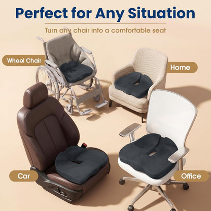 Memory Foam Seat Cushion for Office Chair & Car Seat, Black