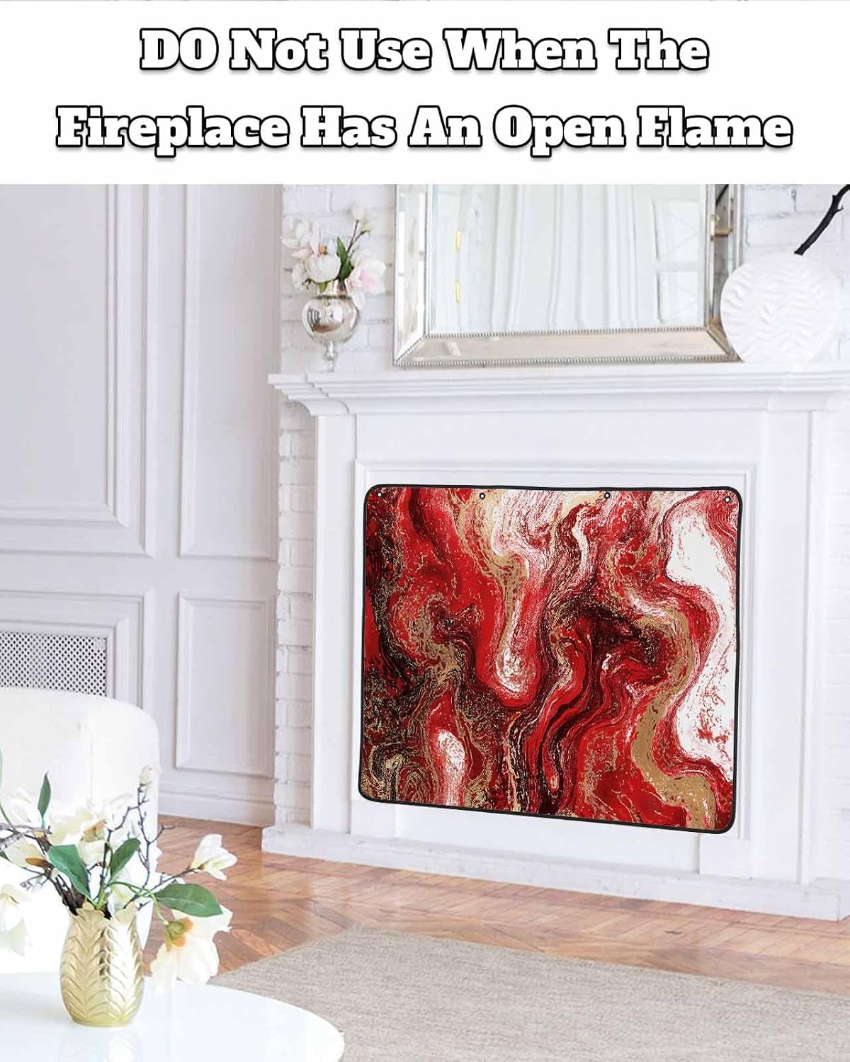 Magnetic Fireplace Cover Sage Green Marble Fireplace Screen Decorative Abstract Fluid Art Insulation Fireplaces Blocker Blanket Save Energy Fireplaces Draft Stopper Covers for Living Room 36x30 Inch