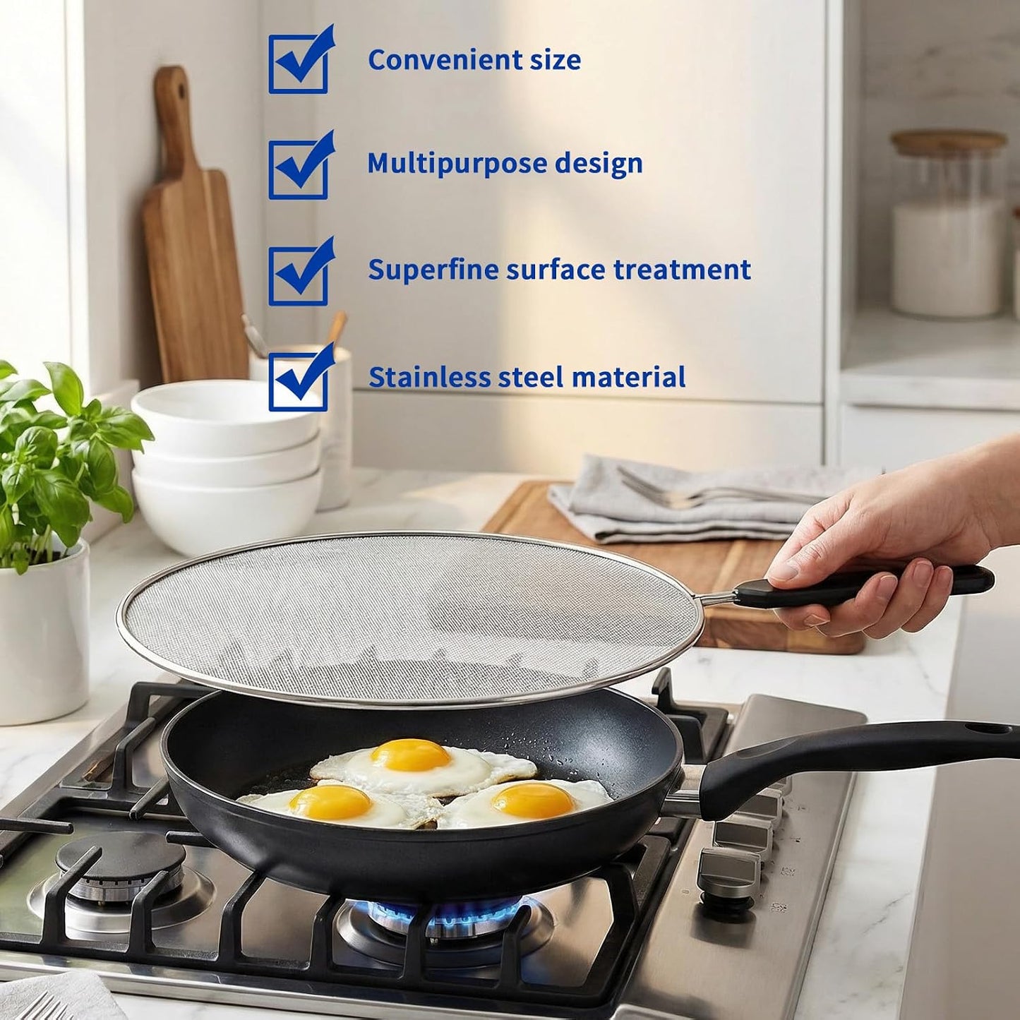 3-Pack Splatter Screen for Frying Pan - 8'' 10'' 11''Stainless Steel Grease Splatter Guard - Cover Oil Splash when Sizzling Bacon - Fine Mesh Cover, Splatter Screen for Frying Pan, Cooking Pots