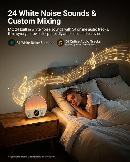 NEEWER NF03 Sunrise Alarm Clock Smart Wake Up Light, AI App Control, Timer | RGB IC W 2700K-6500K Night Reading Lamp, White Noise Sound Machine, Bluetooth Speaker, Compatible with Google Assistant Alexa