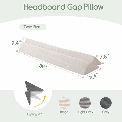 HIGOGOGO Queen Size Wedge Pillow for Headboard Gap - Multi Functional Mattress Wedge Bed Gap Filler Close The Gap (0-7") Between Your Mattress and Headboard or Wall (Grey 60"x11"x9")