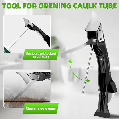 5 in 1 Silicone Caulking Tool Kit, Caulk Remover Tool with Stainless Steel Head,Caulk Finishing Tool with Different Angles,Grout Removal Tool for Kitchen Sink Washroom Floor Bathroom Toilet Caulking