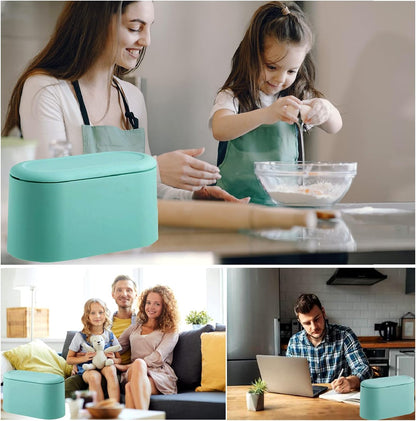 LTWQLing Mini Trash Can with Lid - Removable Small Garbage Can, Tiny Plastic Trash Bin, Pop Up Countertop Wastebasket, Counter Garbage Lint Bin for Bathroom,Office,Kitchen,Desk,Coffee Table(White)