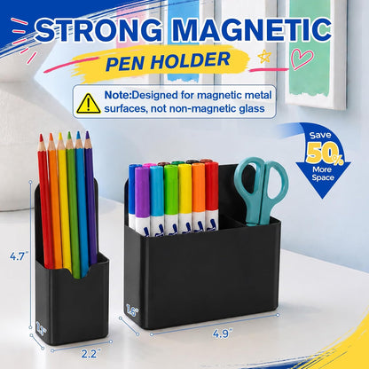 Magnetic Pen Holder, Magnetic Marker Holder, 4 Pack, White | Magnetic Cups for Dry Erase Markers, Pen Organizer for Whiteboard, Refrigerator, Locker, Cruise, Classroom, Office, School