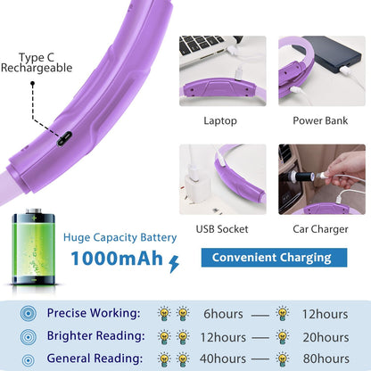 Rechargeable Hands-Free Neck Light with 3 Adjustable Color Modes, Black | Stepless Dimming, Flicker-Free Eye Protection, Flexible & Bendable, Long Battery Runtime, Protable Lightweight