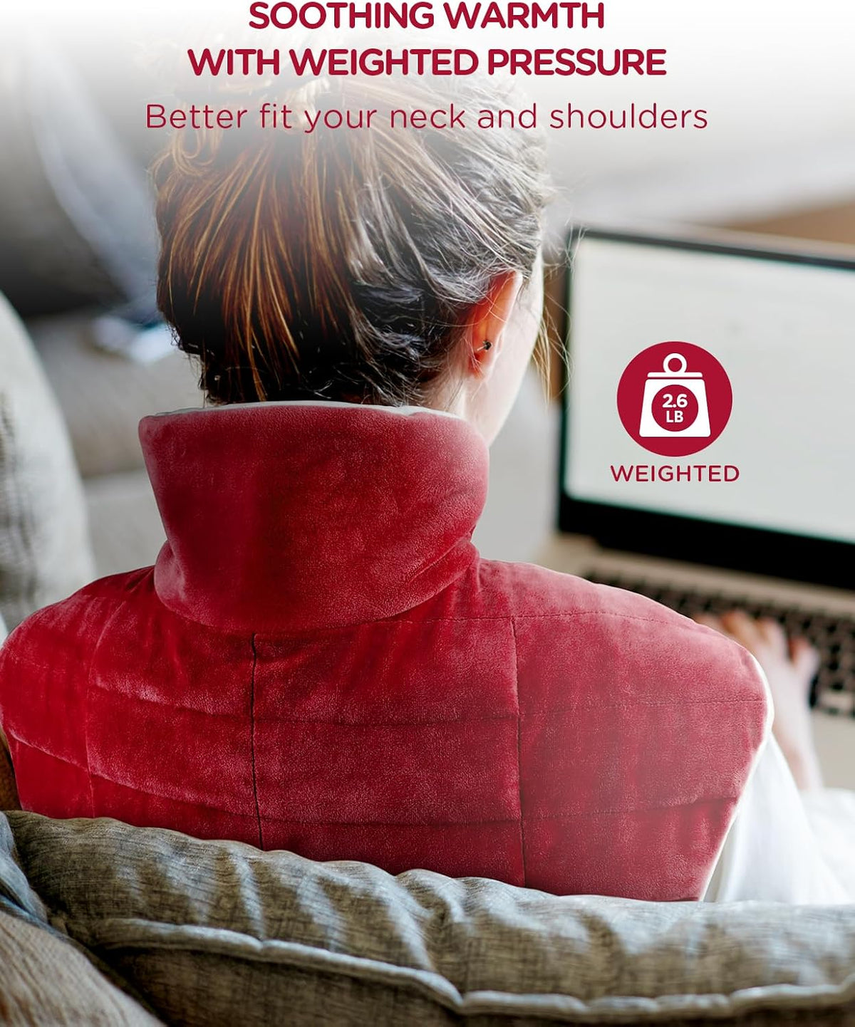 Comfytemp Heating Pad for Neck Shoulders Back, 2.6 Ib Weighted Heating Pad