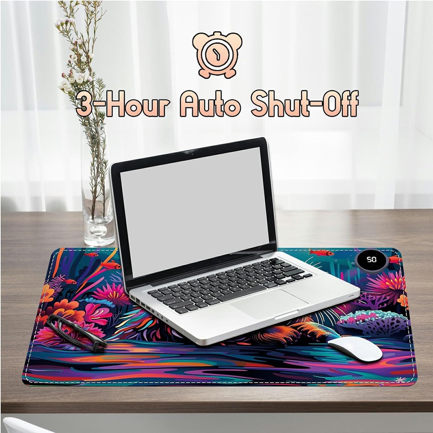 Heated Desk Pad Heated Large Mouse Pad, Electric Quickly Warm Desk Mat with 3 Levels Heating 3 Hours Auto Shut-Off, 31.5" x 13" Warm Gaming Mousepad Hand Foot Warmer, Baby Elephant