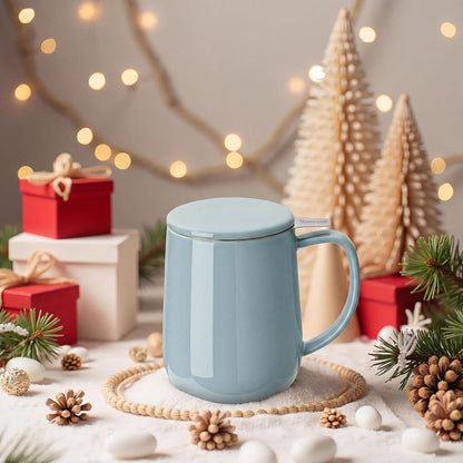 Sweese 20 OZ Porcelain Tea Mug with Infuser and Lid, Loose Leaf Tea Cup, Gifts for Tea Lover - Mint Green