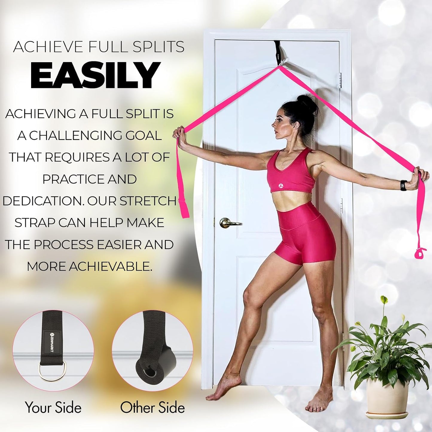 Pilates Stretching Strap with Door Anchor for Flexibility Training | Improve Leg Flexibility, Core Stability and Posture Alignment - Ideal for Pilates, Stretching, Mobility and Home Workouts