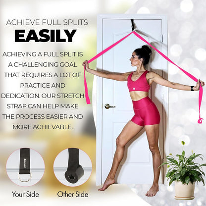 Pilates Stretching Strap with Door Anchor for Flexibility Training | Improve Leg Flexibility, Core Stability and Posture Alignment - Ideal for Pilates, Stretching, Mobility and Home Workouts
