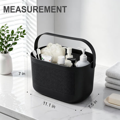 Plastic Portable Shower Caddy Basket, Storage Organizer with Handle, Yellow | Bottom Drain Holes, Keep Dry, Sturdy and Durable, Easy to Carry for Bathroom, Kitchen, Dorm Room, RV, College