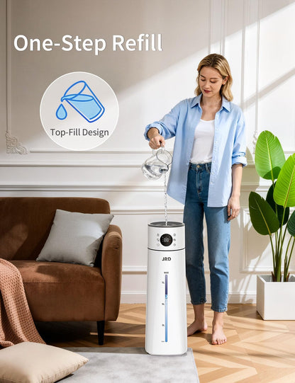 JRD Humidifier Large Room 8L/ 2.1Gal, Ultrasonic Cool Mist for Bedroom, Quiet Humidifier with Remote Control, 10 Mist Modes, 24H Timer, Night Light, AI Mode, 40H Run for Home Office Baby Pets Plants